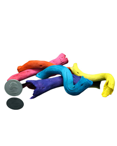 Vibrant Colored Gobi Tail bird toy part, showcasing assorted hues and a natural, textured design, measuring about 3.5 inches long.