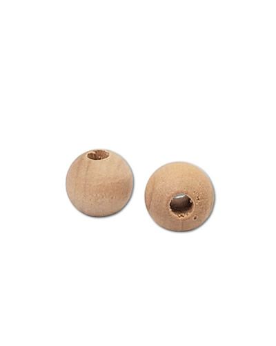 Natural wooden beads in a 10-pack, perfect for bird toys, featuring a 1/2-inch diameter with a small 5/32-inch hole.