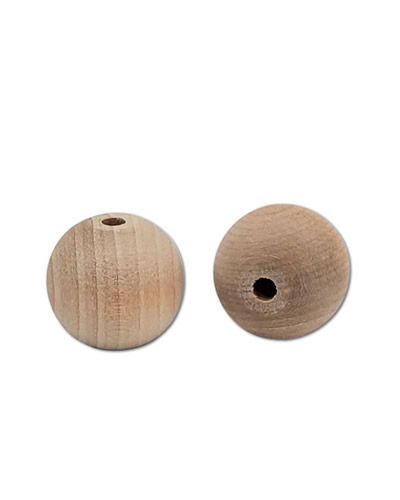Natural wooden beads, 1-inch in diameter with a small hole, perfect as bird toy parts, shown in a pack of three.