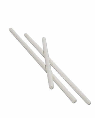 White 6-1/2 inch paper sticks in a 15-pack, perfect for crafting bird toys, with a slender 1/4 inch diameter design.
