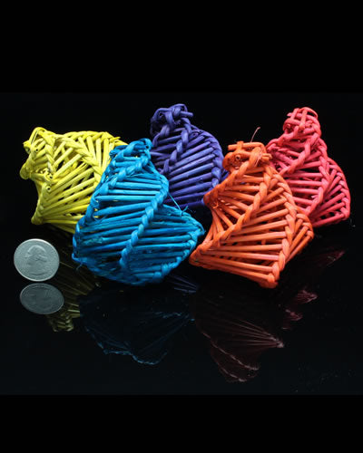 Vibrant Colored Vine Torch bird toy, showcasing assorted hues and a natural, textured design, sized around 2-3/4" long.