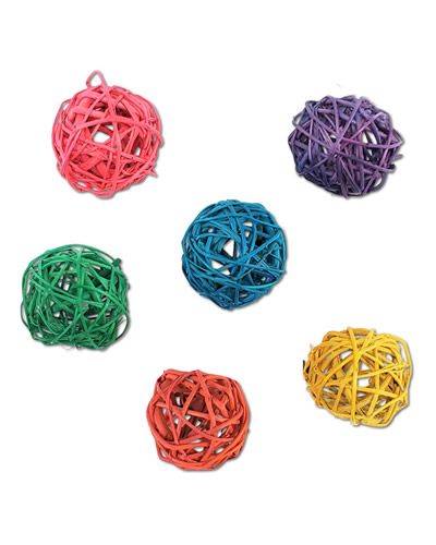 Vibrant 4cm colored wicker balls in a 2-pack, crafted from natural vine, perfect as engaging bird toy parts.