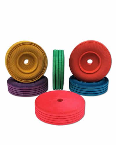 Vibrant 2-3/4" colored tread wheel for bird toys, showcasing a playful design with assorted bright hues and a sturdy build.