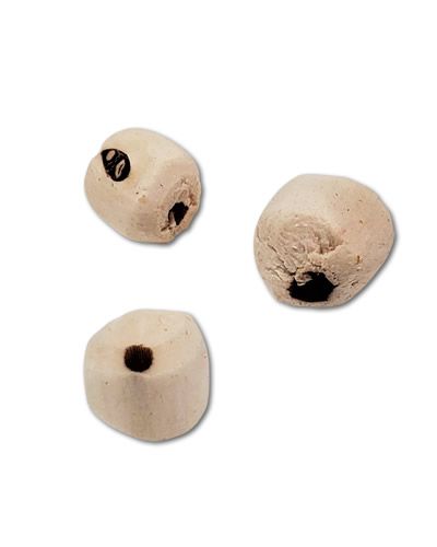 Natural sola wood beads, perfect for crafting bird toys, showcasing a soft, lightweight texture with small 1/2" diameters.