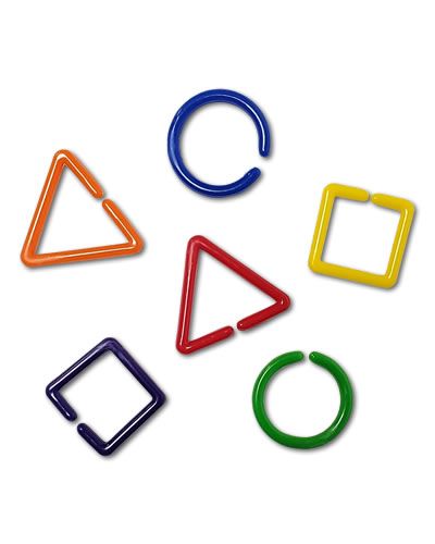 Vibrant assorted plastic bird toy links, measuring 1 inch by 1 inch, perfect for crafting colorful pet playthings.