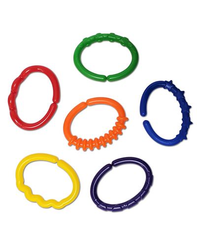Vibrant assortment of LG Plastic Links in a 3-pack, perfect as bird toy parts, measuring 2.75 inches long and 2 inches wide.