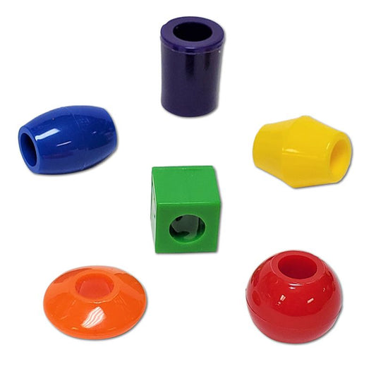Colorful medium lacing beads in a 3-pack, each about 3/4 inch in size with a 1/4-inch hole, perfect for crafting fun.