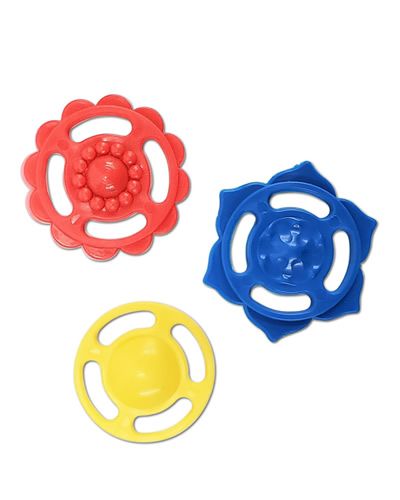 Colorful assorted plastic disks, 1.75 inches in diameter, perfect as durable bird toy parts in a convenient 3-pack.