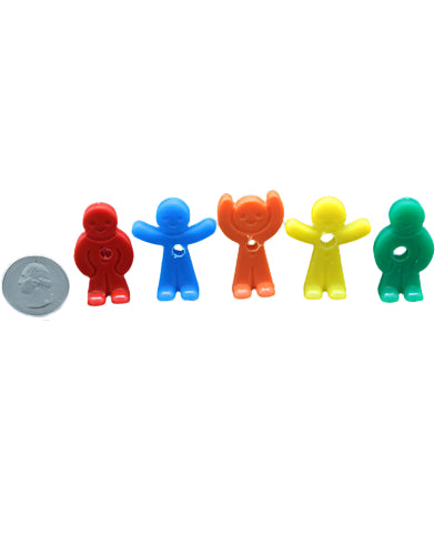 Colorful plastic bird toy parts in assorted shapes, perfect for crafting or play, measuring 1.5 inches by 1 inch.