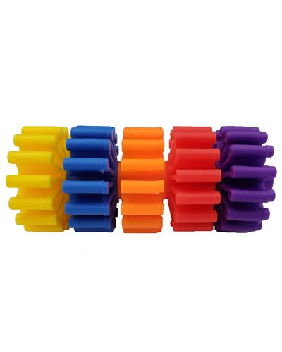 Colorful plastic round gears for bird toys, measuring 1.75 inches in diameter with a 3/8-inch center hole for easy assembly.
