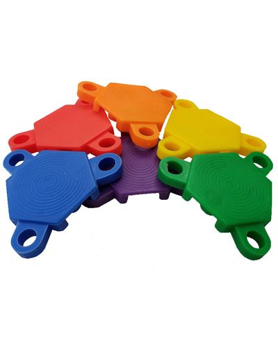 Vibrant assortment of Plastic Hex Links, 1.75 inches long, perfect for crafting colorful bird toys in a 4-pack set.