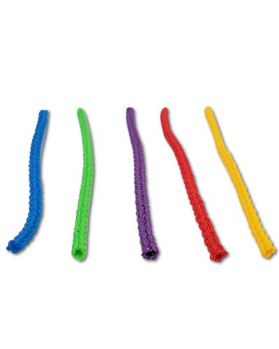 Vibrant 1/8" poly rope in blue, lime green, purple, red, or yellow, perfect for crafting colorful bird toys.