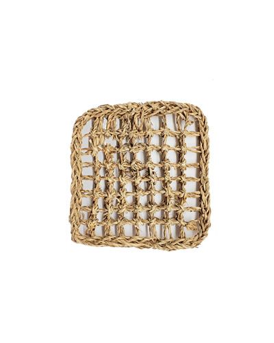 Woven 7"x7" seagrass mat with a natural, textured look, perfect as a versatile base for crafting bird toys.