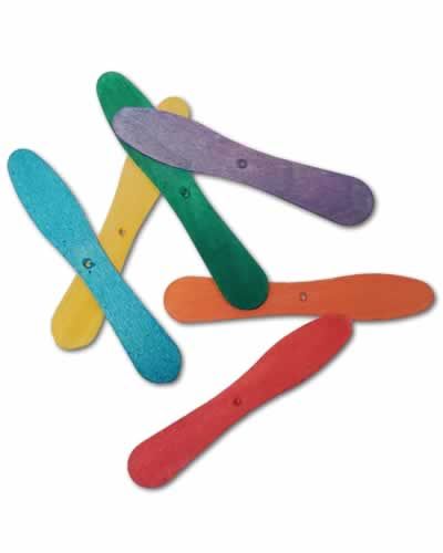 Vibrant 3-5/8 inch colored wooden popsicle spoons in a 6-pack, showcasing a smooth finish and small pre-drilled holes.