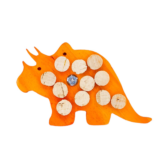 Vibrant Triceratops Cork Toy for birds, featuring a fun dinosaur shape with chewable cork and sturdy wood textures.