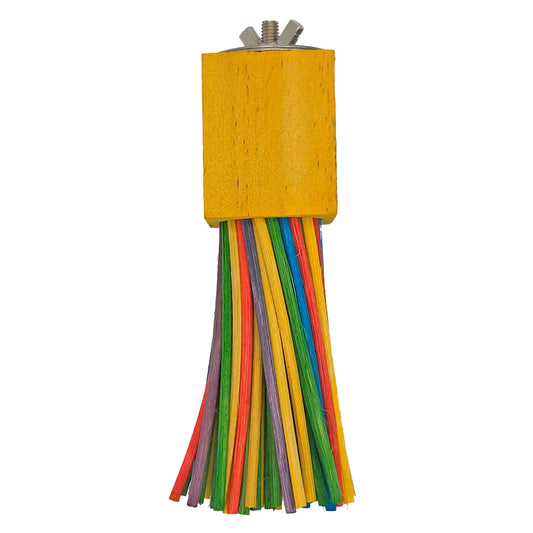 Vibrant WonderWhirl Wood Chew Toy with colorful wooden blocks and sturdy metal hardware, perfect for bird beak health.