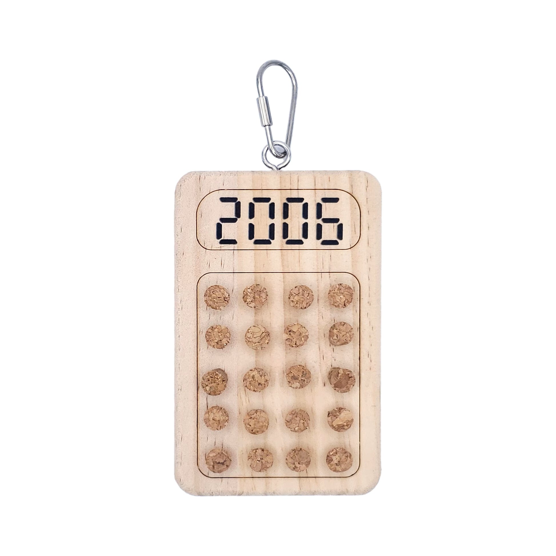 Vibrant Wood and Cork Calculator bird toy with a fun, interactive design, featuring chewable cork and sturdy wooden pieces.