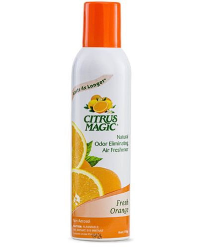Bright 6oz bottle of Citrus Magic Fresh Orange air freshener, infused with natural citrus oils for a vibrant, odor-eliminating burst.
