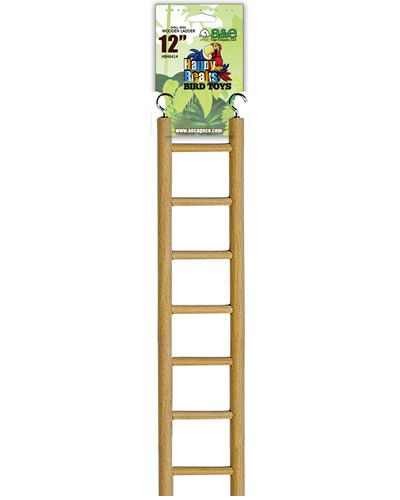 Colorful 12" Happy Beaks small bird ladder with sturdy wooden steps, perfect for cage play and mental stimulation.