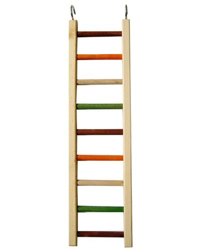Colorful 37" bird ladder with sturdy wooden steps, perfect for small birds to climb and play in their cage for fun and exercise.