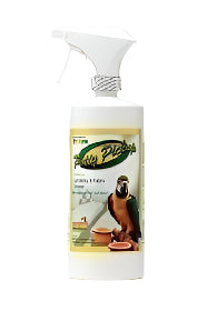 Vibrant bottle of Potty Pickup Spray by Mango Pet Products, a bird-safe cleaner for fabric and upholstery stains.