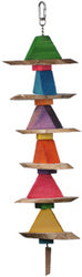 Vibrant Macaw Jungle Toy with colorful wood chunks and yucca, hanging on a sturdy chain, perfect for large birds.