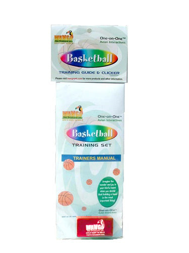 Vibrant Mango Pet Products Basketball Training Guide & Clicker set, designed to strengthen bonds with pet birds through fun training.