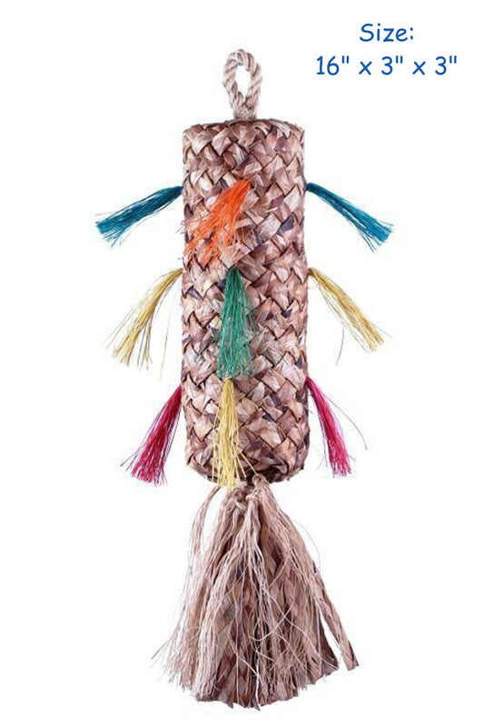 Vibrant Natural Pinata Lg hanging with colorful, textured paper strips, perfect for festive celebrations and parties.