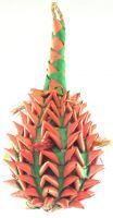 Vibrant pineapple-shaped parrot toy made of woven palm and sisal, stuffed with foraging grass, perfect for climbing and preening.