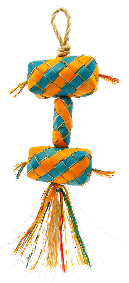 Vibrant Stacked Pinata Sm toy for small birds, featuring colorful, chewable layers and a hanging loop for cage fun.
