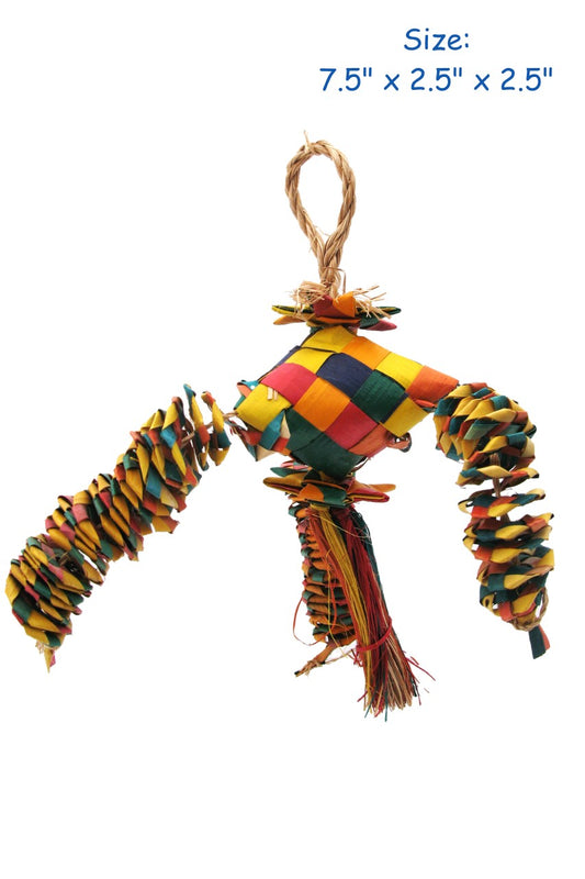Vibrant Triangle Bouncer Sm. toy for birds, featuring a unique triangular design with colorful beads and jingling bells.
