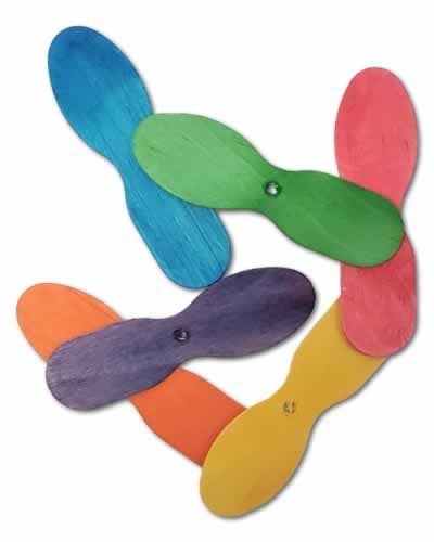 Vibrant colored wooden sundae spoons in a set of 6, neatly arranged, showcasing their petite 3-inch length and tiny handle holes.