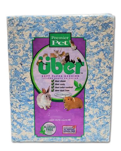 Soft white and blue Uber 56-liter bedding, ideal for birds, offering a cozy, dust-free, and colorful nesting material.