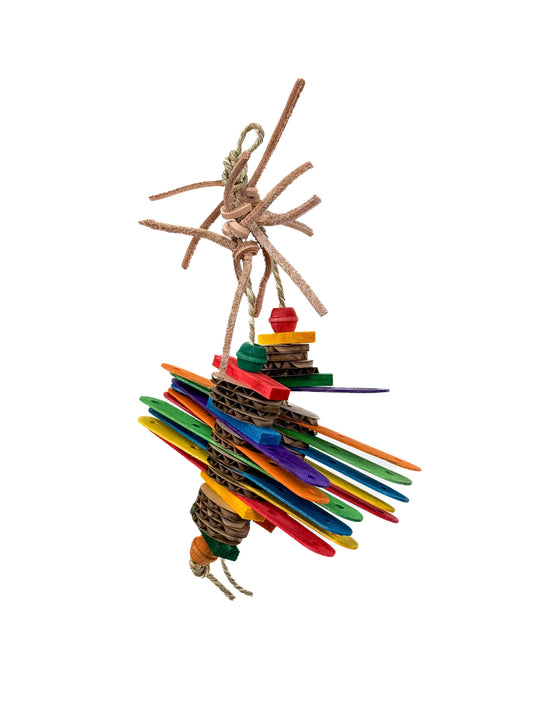Colorful Zoo-Max Bamboo Chew Sticks, perfect for birds and small animals to chew and play with, sized at 6 inches long.