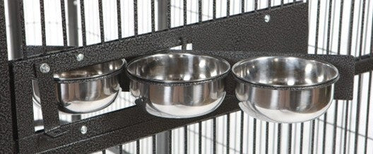 Spacious 85"x61" black walk-in aviary by A&E Cage Co., featuring a sturdy powder-coated finish and secure key lock door.