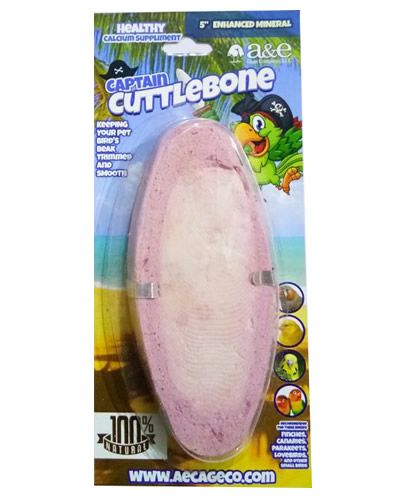 Vibrant 5-inch mineral cuttlebone from Captain Cuttlebone, showcasing a natural, textured surface for bird beak health.