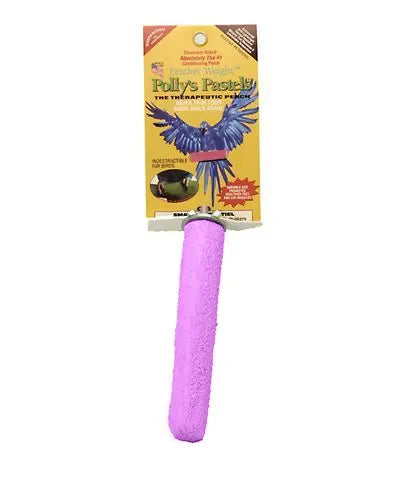 Colorful Polly's Pastel Pedicure Perch in medium size, designed to naturally trim bird nails and beaks, 8 inches long.