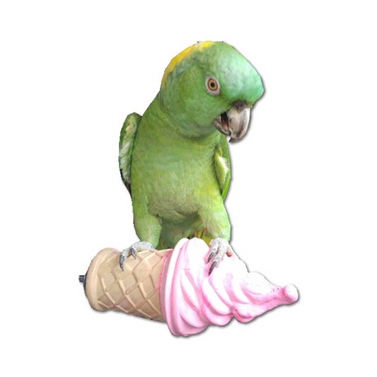Charming large cinnamon ice cream cone-shaped perch by Polly's, designed as a calcium-rich treat for medium to large birds.