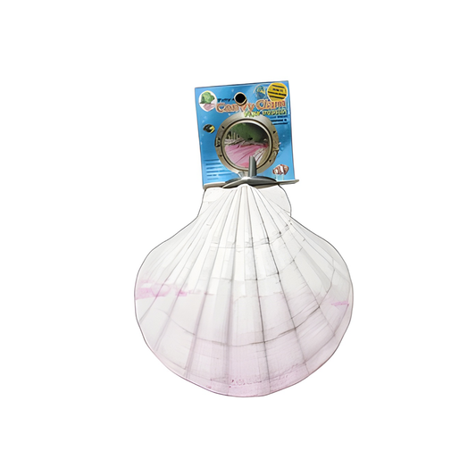 Polly's Small Comfy Clam Flat Perch in a unique shell design, offering essential calcium and comfort for small birds.