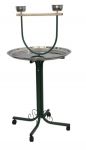 28" Black T Stand with Casters & SS Dishes