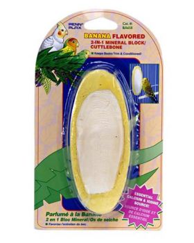 2-in-1 Banana Mineral/Cuttlebone Block-Penn Plax 